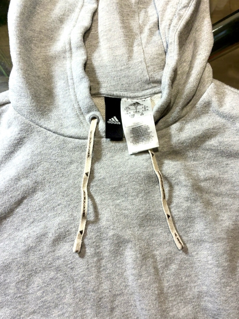 adidas Light Gray Pullover Hoodie with Logo Tag